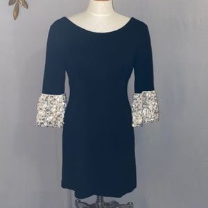 Hera Black Dress with Sequin Sleeves - Medium